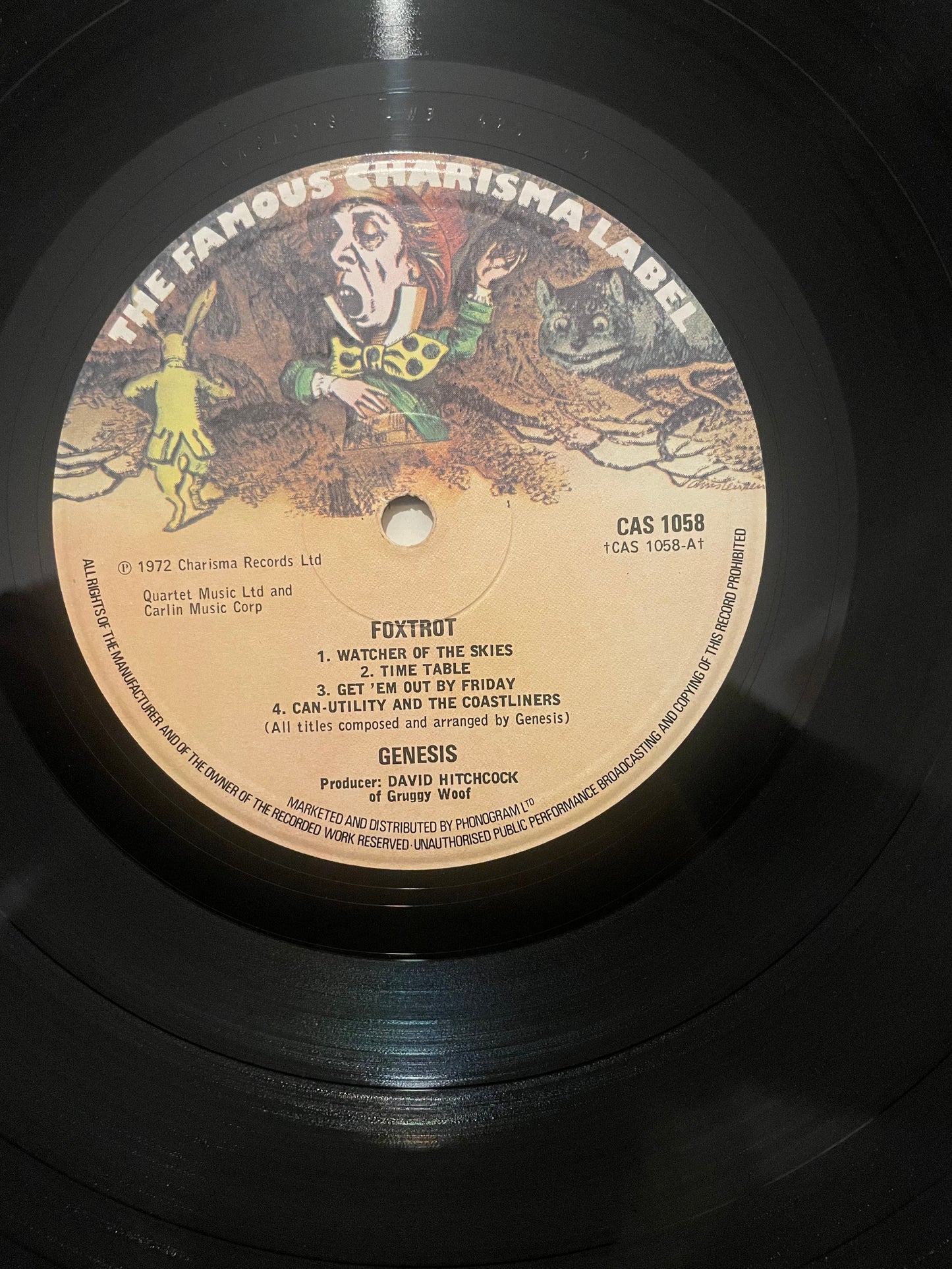 Genesis – Foxtrot LP 1972 UK Charisma CAS 1058 “Mad Hatter” Label Gatefold EX/VG+ Prog Rock