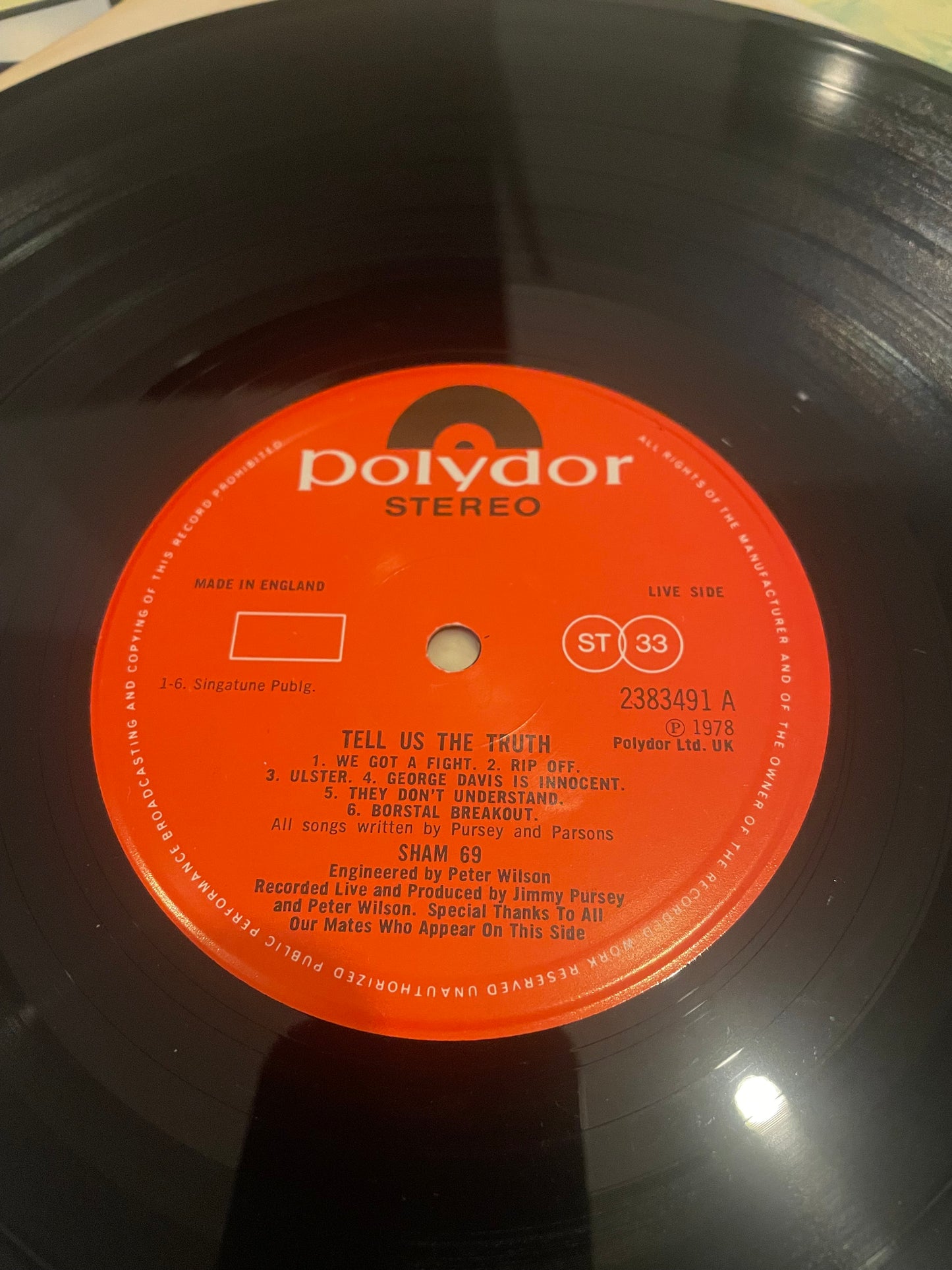Sham 69 “Tell Us The Truth” – Original UK 1978 Polydor LP (2383 491) – Punk Classic