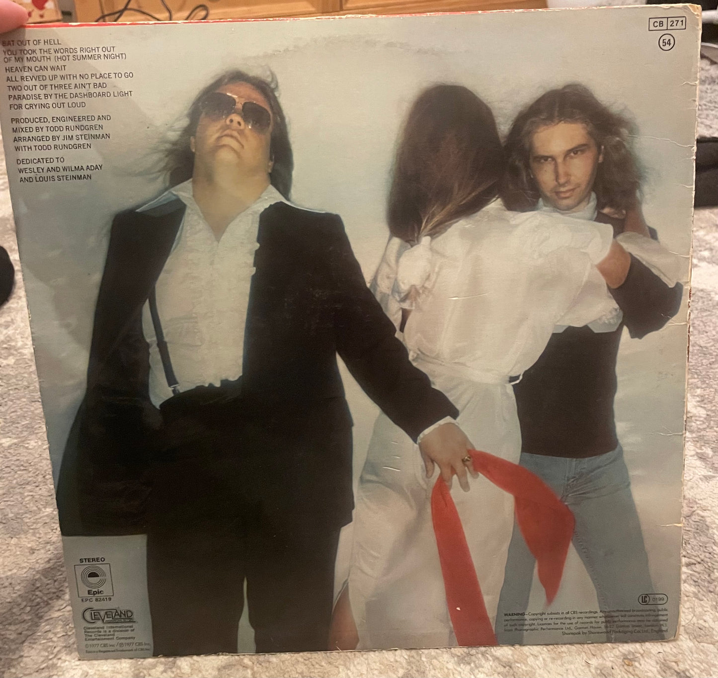 Meat Loaf – Bat Out of Hell (1977 UK Pressing – Epic EPC 82419) LP + Lyric Insert